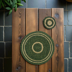 Set of 4 Seagrass Placemats | Olive Green & Natural | British Colour Standard