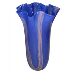 "Blue Twist Glass Vase with Scallop Design | Casa JJ
"