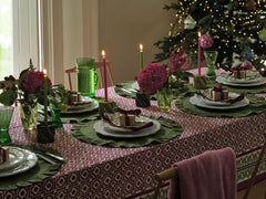 Raspberry Pink Alotablot Tablecloth with Peridot Green Border-Napkins Included