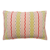 Hermia Peony | Pink, Red & Gold Striped Cushion | Linwood