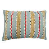 Hermia Sunset | Blue, Coral & Gold Striped Cushion | Linwood