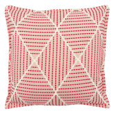 Oberon Strawberry | Pink Embroidered Diamond Pattern Cushion | Linwood