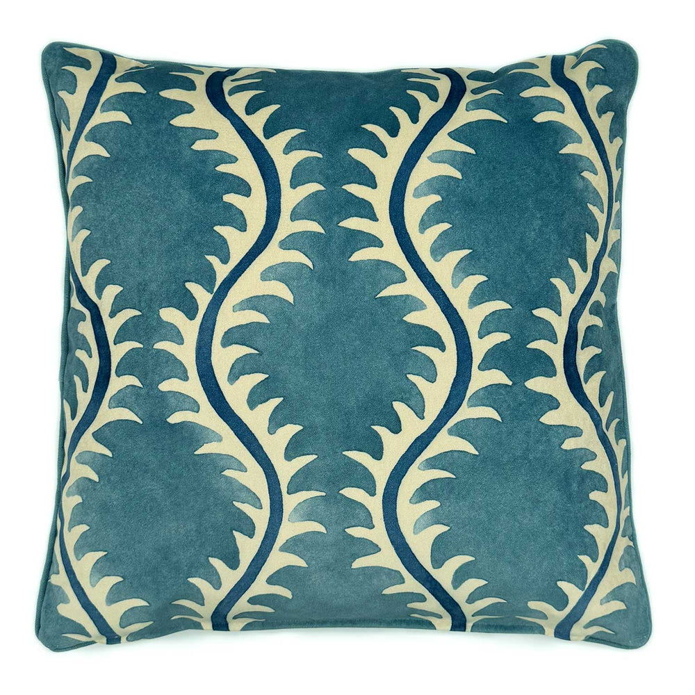Helter Skelter Ocean Velvet Cushion | Blue | Linwood