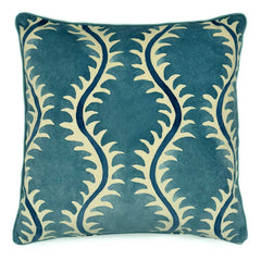 Helter Skelter Ocean Velvet Cushion | Blue | Linwood