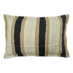 Dimity Charcoal | Black & Ochre Striped Cushion | Linwood