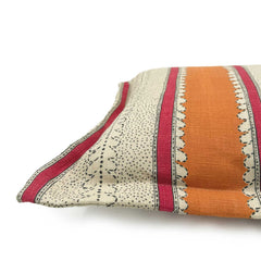 Dimity Fruit Salad | Orange & Raspberry Striped Cushion | Linwood