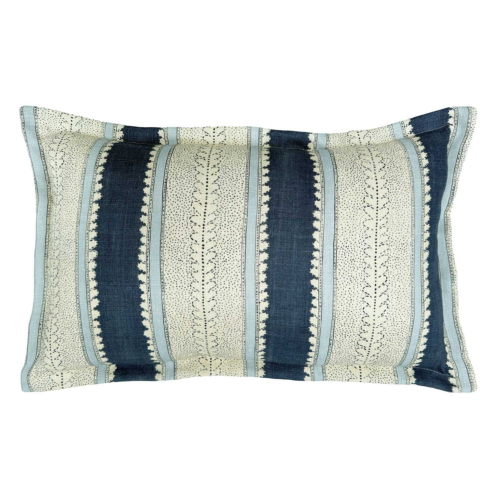 Dimity Indigo | Dark & Soft Blue Striped Cushion | Linwood