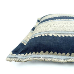 Dimity Indigo | Dark & Soft Blue Striped Cushion | Linwood
