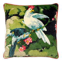 Jungle Jive | Pink & Navy Velvet Cushion | Linwood