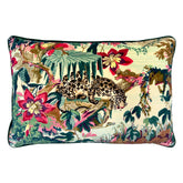 Jungle Rumble | Pink & Green Velvet Cushion | Linwood