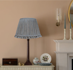 Blue Check Empire Lampshaded with Frill | Rosana Lonsdale