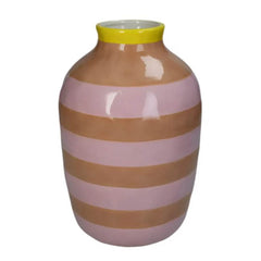 "Pink & Natural Striped Stoneware Vase | Casa JJ
"