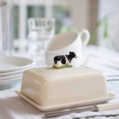 Friesian Cow Stoneware Butter Dish