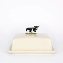 Friesian Cow Stoneware Butter Dish