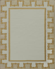 Greek Key Design Handwoven Rug- Cream & Mustard Yellow