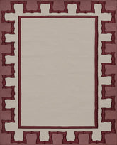 Greek Key Design Handwoven Rug | Cream & Raspberry | Jennifer Manners x Salvesen Graham