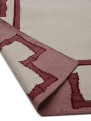 Greek Key Design Handwoven Rug- Cream & Raspberry