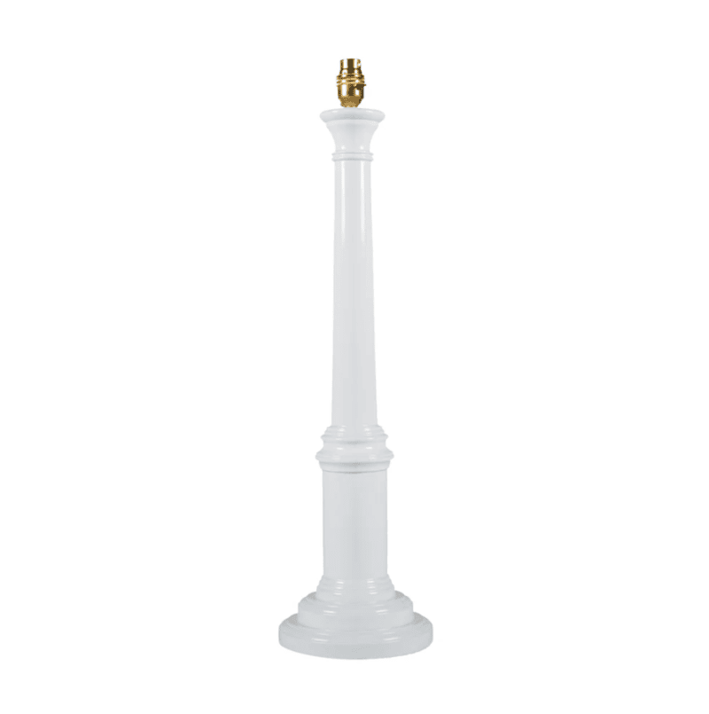 Round Column Lamp Base Wth High Gloss Finish In White H65cm | Kelling Home