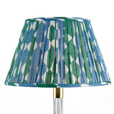 Whittle Blue & Green Gathered Linen Lampshade | Fermoie