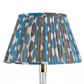 Whittle Blue & Neutral Gathered Linen Lampshade | Fermoie