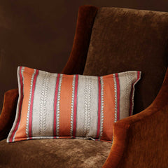 Dimity Fruit Salad | Orange & Raspberry Striped Cushion | Linwood