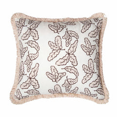 Oak Leaf Cushion | Pink with Cream Fringe | Kelling Home