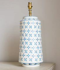 Blue & White Criss Cross Design Lamp base | Patton House