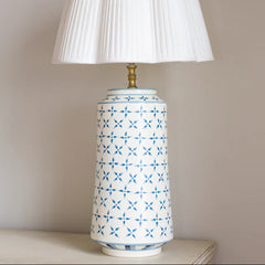 Blue & White Criss Cross Design Lamp base | Patton House