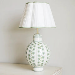 Hand-painted Toleware Green Vine Pumpkin Lamp | Patton House