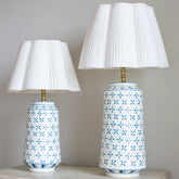 Blue & White Criss Cross Design Lamp Base- Large & Small