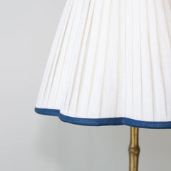 Scalloped Ivory Linen Lampshade with Navy Trim- Patton House