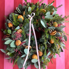 Fresh Christmas Door Wreath- Pink Pepperberry