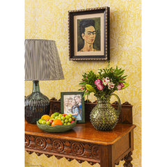 Round Rattan Scalloped Tray | Green | Casa JJ