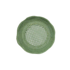 Round Rattan Scalloped Tray | Green | Casa JJ