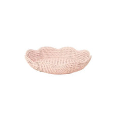 Round Rattan Scalloped Tray | Pink | Casa JJ
