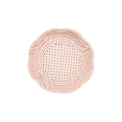 Round Rattan Scalloped Tray | Pink | Casa JJ