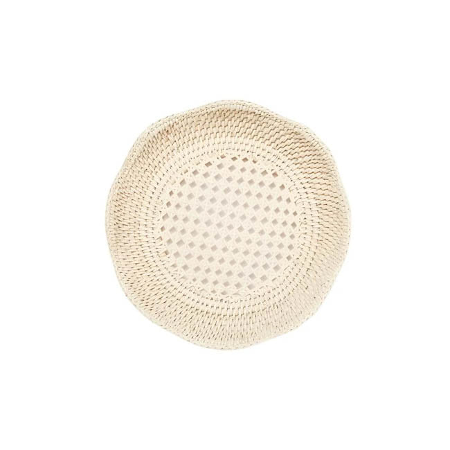 Round Rattan Scalloped Tray | Soft Yellow | Casa JJ