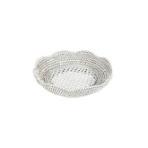 Round Rattan Scalloped Tray | White | Casa JJ
