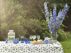 Teal Little Oak Leaf Tablecloth with Putty Border- Napkins Included