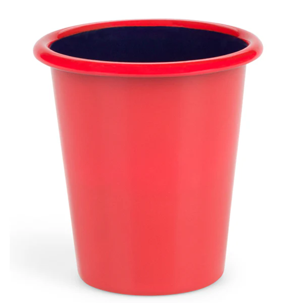 Set of 4 Enamel Tumblers in Chilli Red / Midnight Blue, British Colour Standard