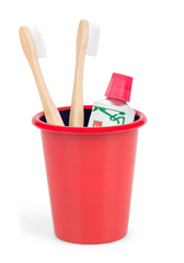 Set of 4 Enamel Tumblers in Chilli Red / Midnight Blue, British Colour Standard