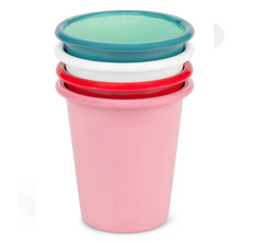 Set of 4 Enamel Tumblers in Chilli Red / Midnight Blue, British Colour Standard