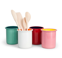 Enamel Utensil Holder in Chilli Red / Midnight Blue, British Colour Standard