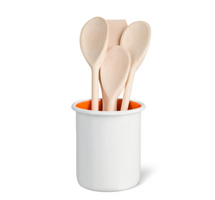 Enamel Utensil Holder in Bright White / Orange Flame, British Colour Standard