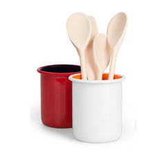 Enamel Utensil Holder in Bright White / Orange Flame, British Colour Standard
