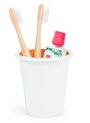 Set of 4 Enamel Tumblers in Bright White / Orange Flame, British Colour Standard