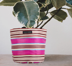 Large 25 cm Eco Woven Plant Pot Cover in Neyron Pink, Pompadour & Pearl, British Colour Standard