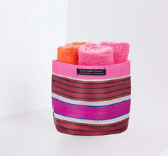 Large 25 cm Eco Woven Plant Pot Cover in Neyron Pink, Pompadour & Pearl, British Colour Standard