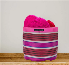 Medium 19cm Eco Woven Plant Pot Cover in Neyron Pink, Pompadour & Pearl, British Colour Standard