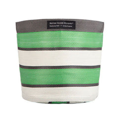 Medium 19cm Eco Woven Plant Pot Cover in Grass Green, Indigo & Pearl